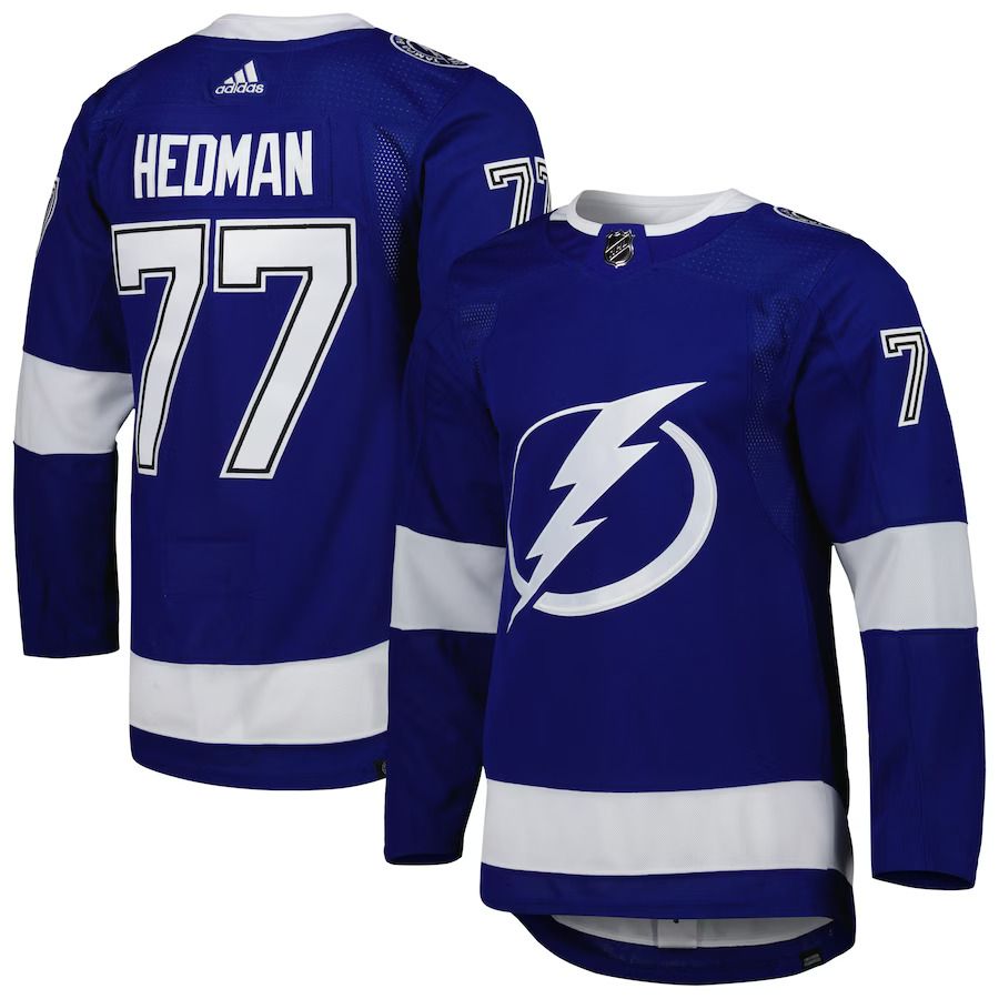 Men Tampa Bay Lightning #77 Victor Hedman adidas Blue Home Primegreen Authentic Pro Player NHL Jersey